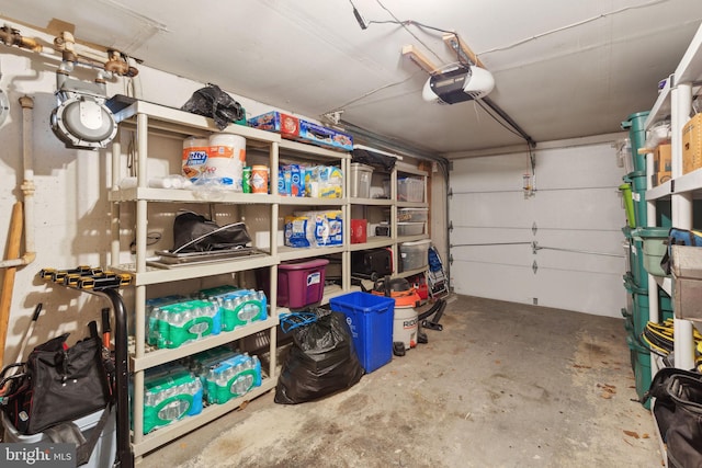 garage with a garage door opener