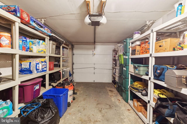 storage room with a garage