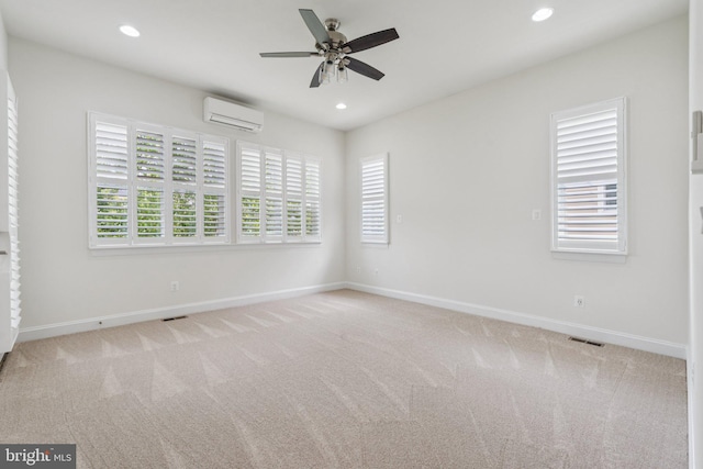 114 Cloak Ln, Lake Frederick, VA 22630 - carpeted spare room featuring a wall mounted AC, ceiling fan, baseboards, and recessed lighting