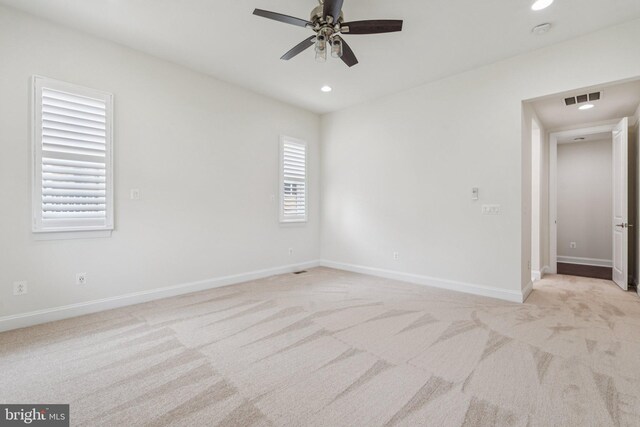 114 Cloak Ln, Lake Frederick, VA 22630 - empty room featuring light colored carpet, ceiling fan, baseboards, recessed lighting, and a smoke detector