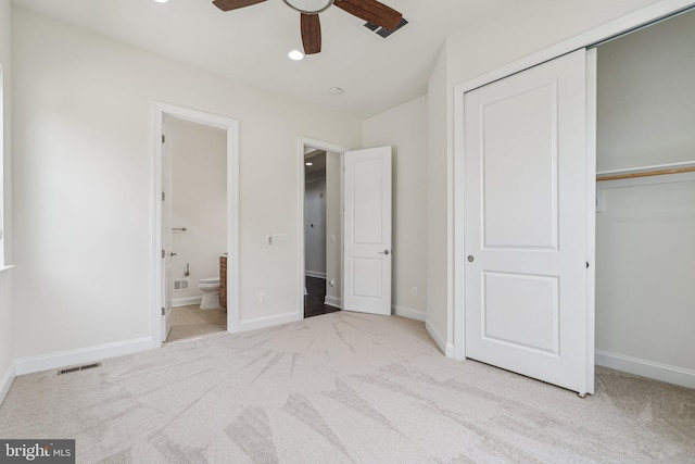 114 Cloak Ln, Lake Frederick, VA 22630 - unfurnished bedroom featuring a closet, carpet, ensuite bathroom, baseboards, and recessed lighting