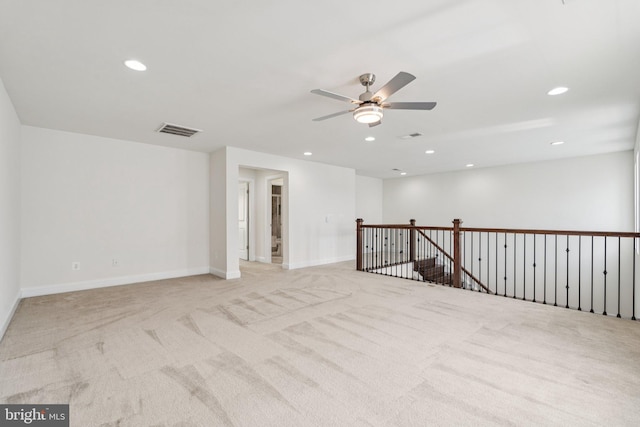 114 Cloak Ln, Lake Frederick, VA 22630 - unfurnished room featuring ceiling fan, light colored carpet, recessed lighting, and baseboards