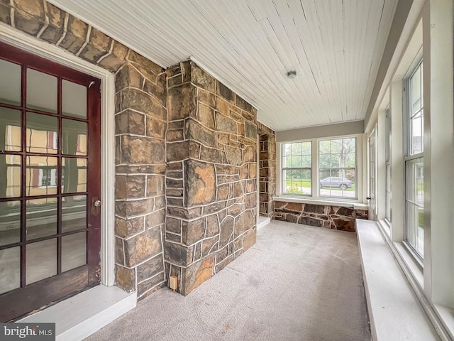 6 Washington Ave, Norristown, PA 19403 - unfurnished sunroom with wooden ceiling and carpet flooring