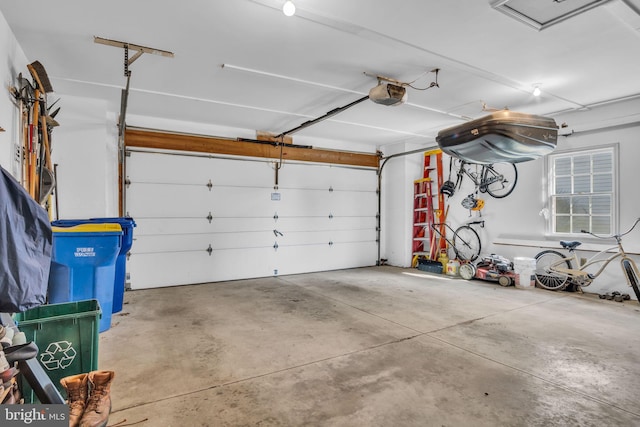 garage with a garage door opener