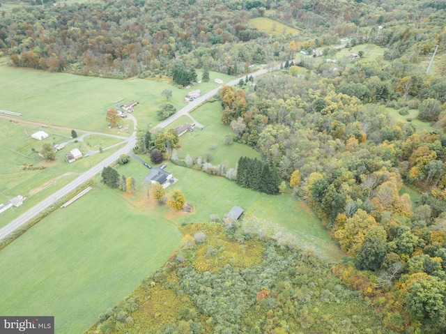 drone / aerial view with a rural view