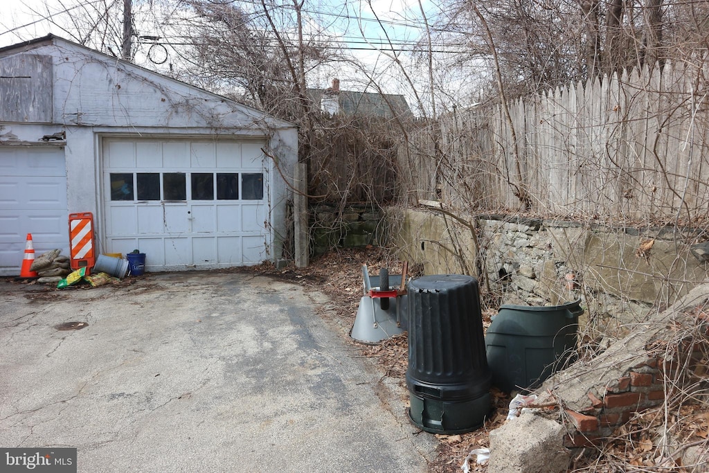 view of garage