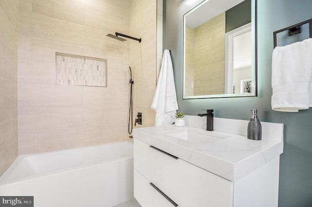 full bathroom featuring shower / bathtub combination and vanity