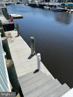 view of dock featuring a water view