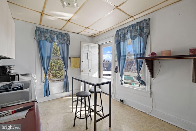 dining room with light floors