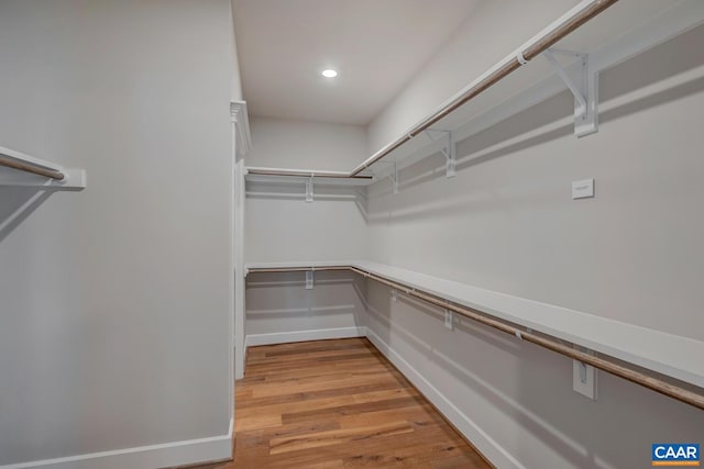 spacious closet featuring light wood-style flooring