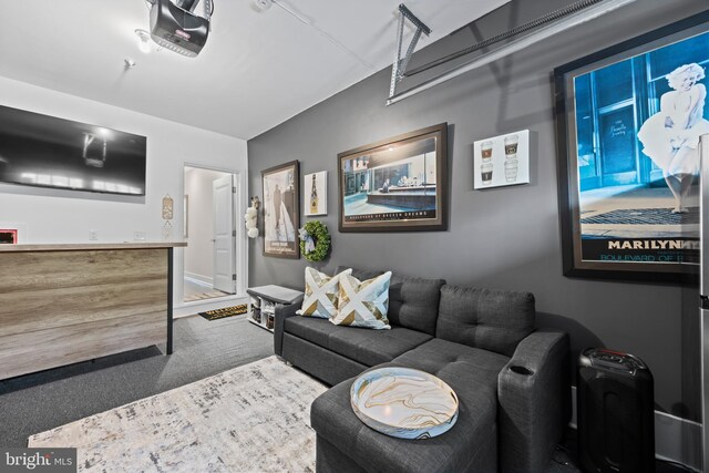 living room with carpet floors