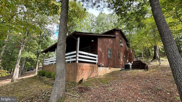 view of property exterior featuring central air condition unit