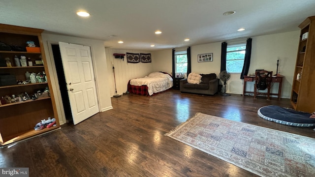 bedroom featuring recessed lighting, baseboards, and wood finished floors