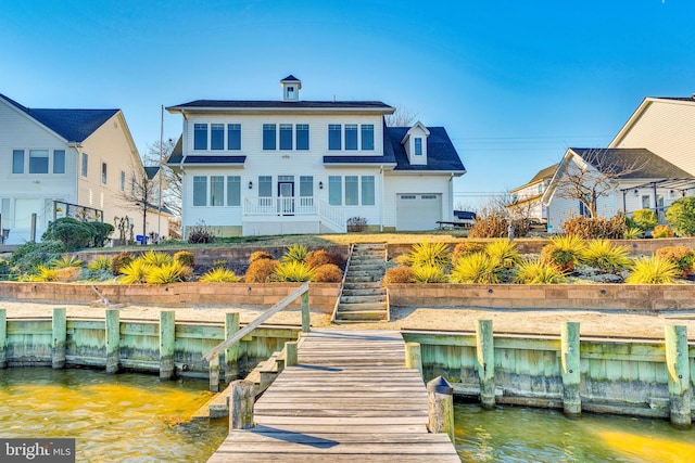 view of dock featuring a water view