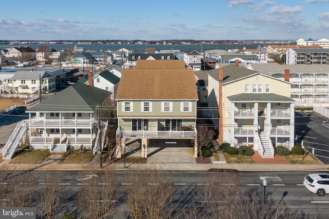 aerial view with a residential view