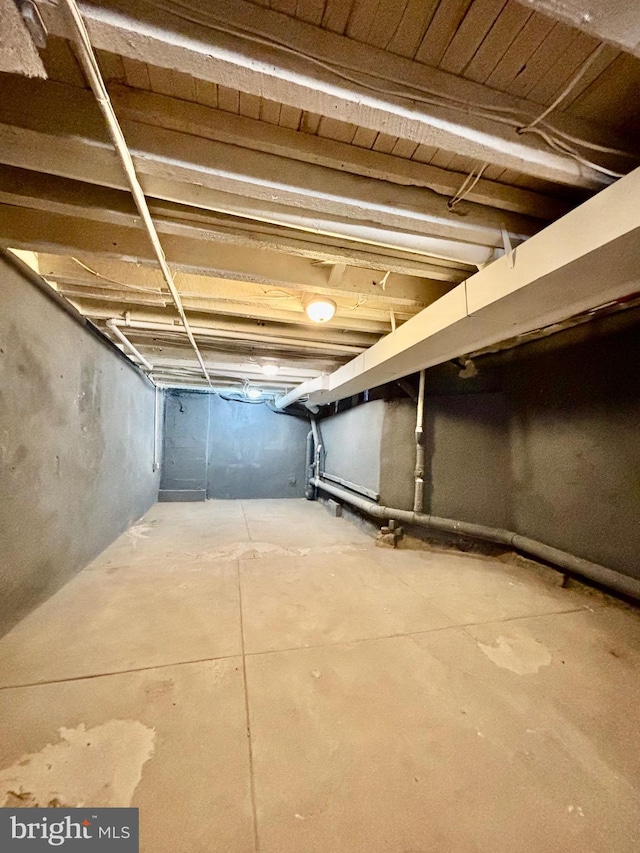 view of unfinished basement