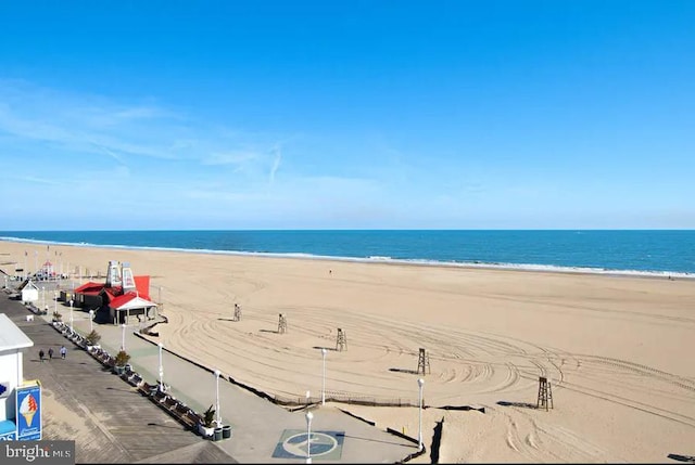 view of water feature featuring a beach view