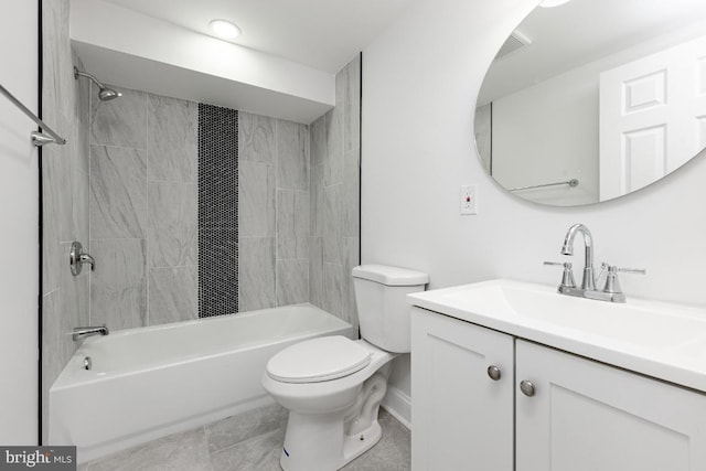 full bathroom with toilet, tile patterned floors, shower / bathing tub combination, and vanity