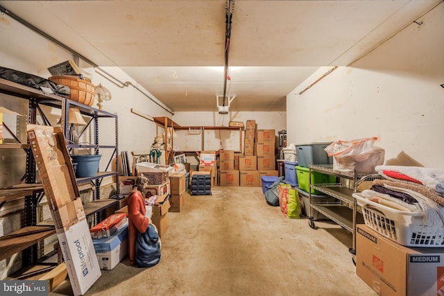 storage room with a garage