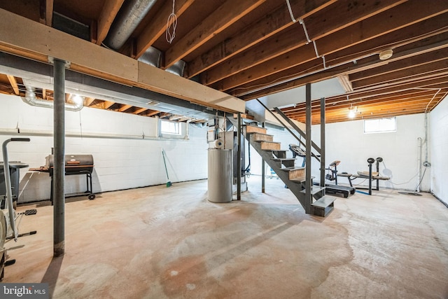 basement featuring stairway