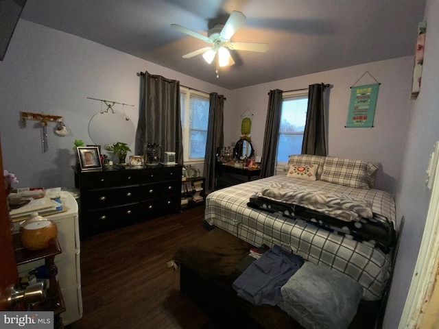 3227 Woodring Ave, Baltimore, MD 21234 - bedroom featuring a ceiling fan and dark wood-type flooring
