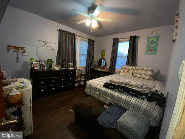 3227 Woodring Ave, Baltimore, MD 21234 - bedroom with a ceiling fan and dark wood finished floors