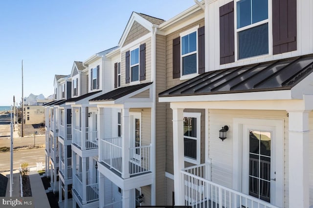 exterior space with a standing seam roof and metal roof