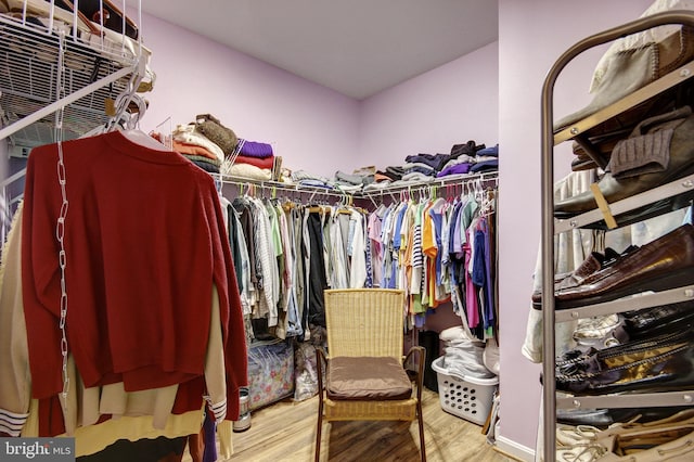 walk in closet featuring wood finished floors