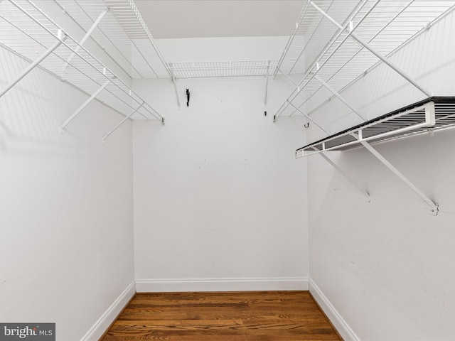 spacious closet with wood finished floors