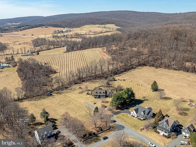 bird's eye view featuring a rural view