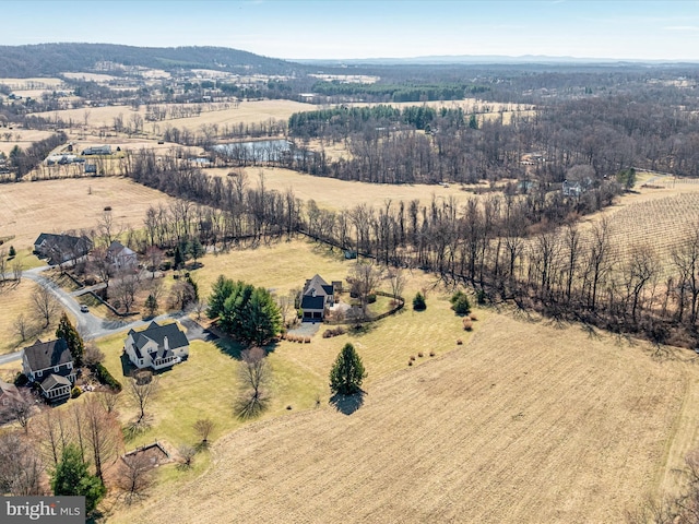 aerial view featuring a rural view