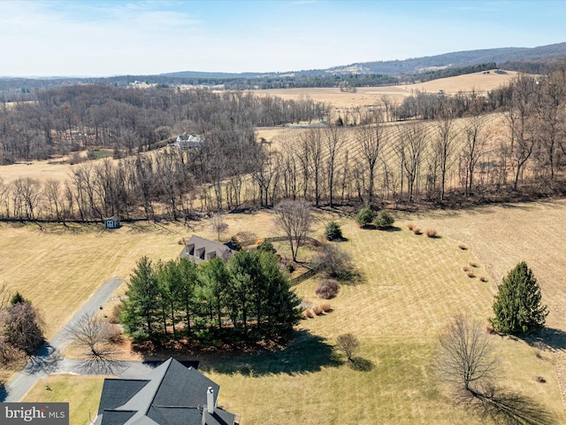 aerial view featuring a rural view