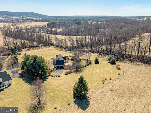 aerial view with a rural view