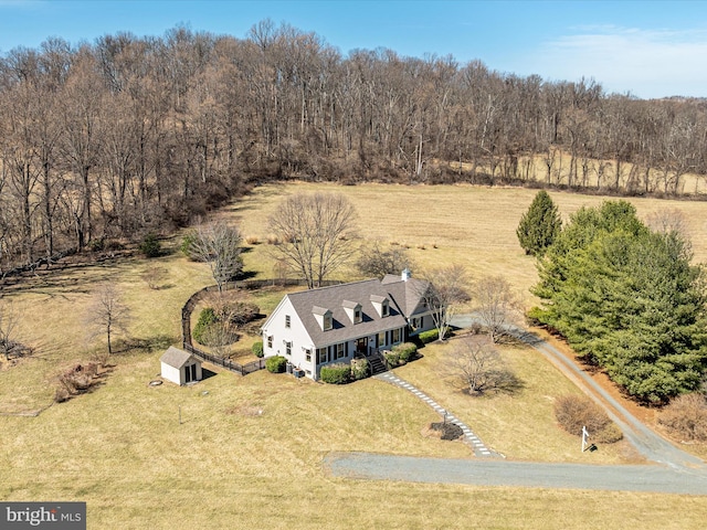 drone / aerial view with a rural view