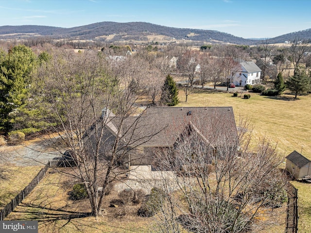 drone / aerial view with a mountain view