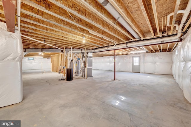 basement with heating unit