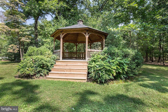 view of yard with a gazebo