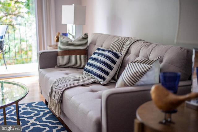 living room with wood finished floors