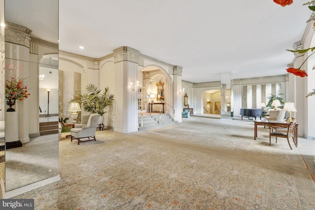 building lobby featuring stairs