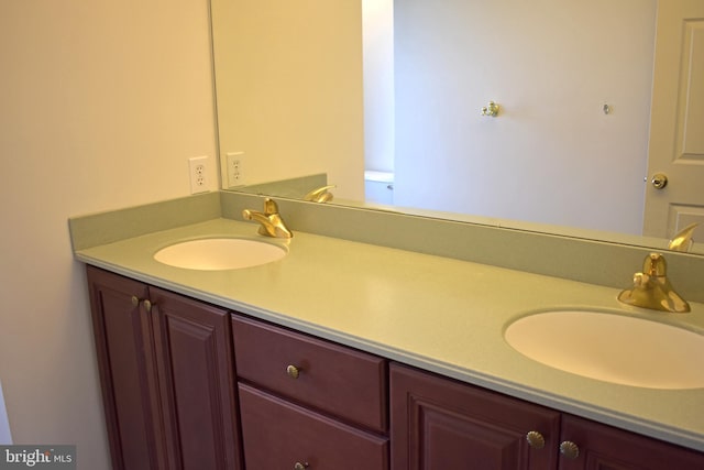 bathroom with a sink and double vanity