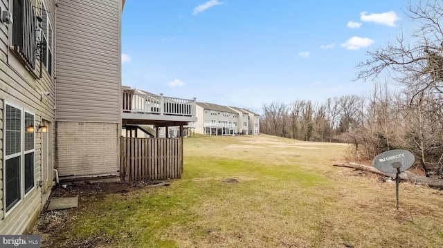 view of yard with a wooden deck