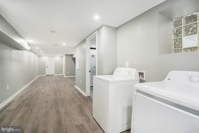 5126 N Sydenham St, Philadelphia, PA 19141 - washroom featuring baseboards, laundry area, independent washer and dryer, recessed lighting, and wood finished floors