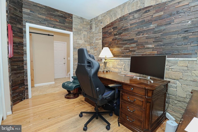 office space featuring wood finished floors