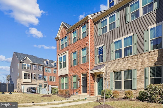 view of building exterior with a residential view