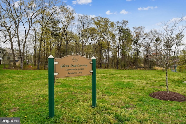 view of community featuring a lawn