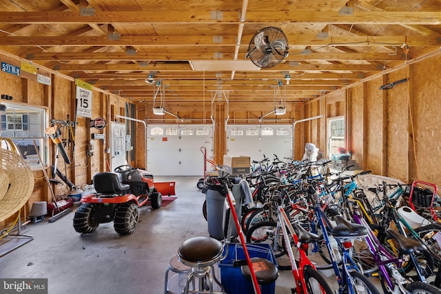 garage with a garage door opener