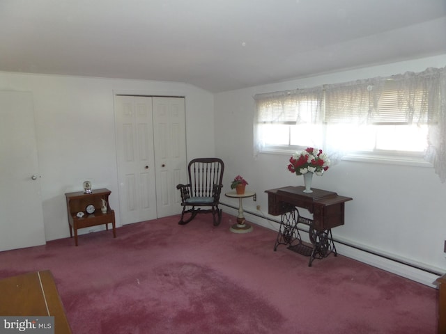 living area with carpet floors