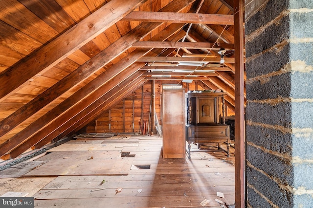 view of unfinished attic