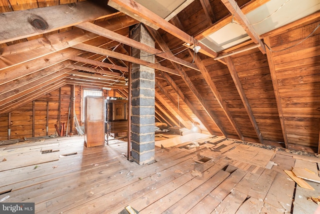 view of unfinished attic