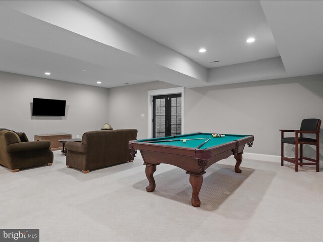403 Colin Ln NW, Vienna, VA 22180 - recreation room with carpet floors, baseboards, pool table, and recessed lighting